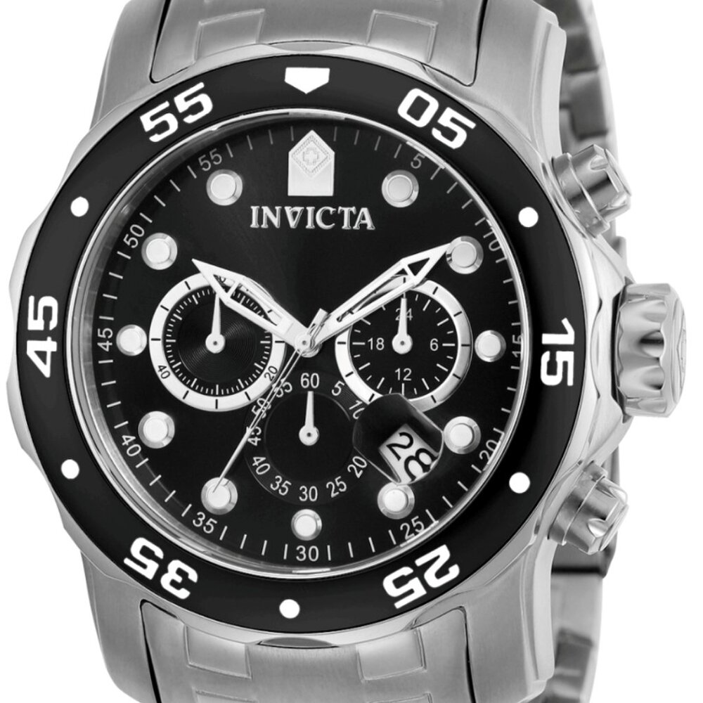 Invicta Men's 48mm PRO DIVER SCUBA CHRONOGRAPH Silver/Black Tone Bracelet Watch